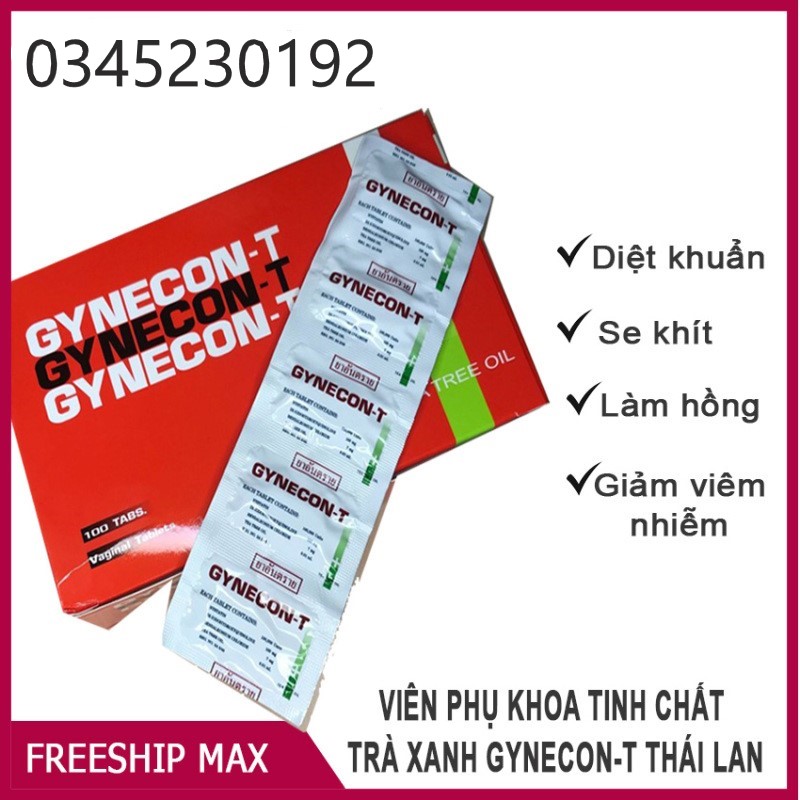 Viên Đặt Phụ Khoa Thái Lan Gynecon Trà Xanh Chính Hãng 1 hộp 20 vỉ