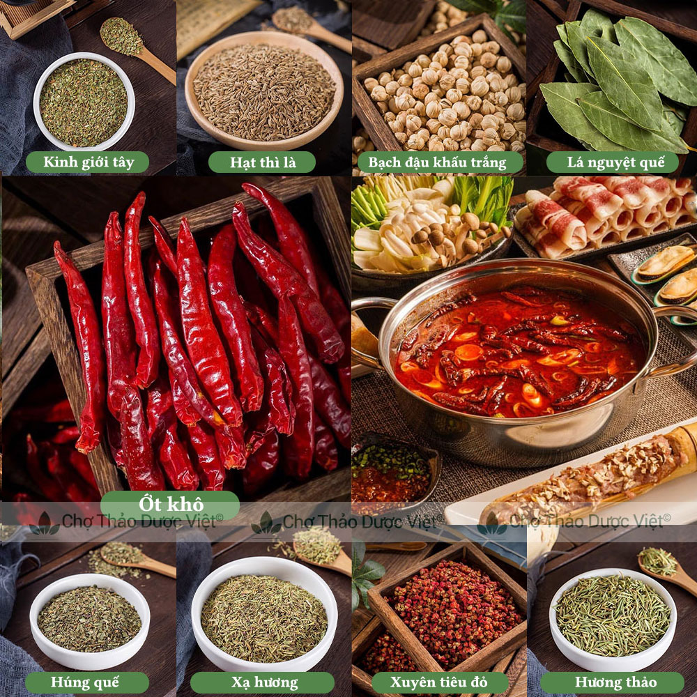 Ớt khô 100g ( Ớt nguyên quả khô, cay nồng, gia vị lẩu cay) - Chợ Thảo Dược Việt