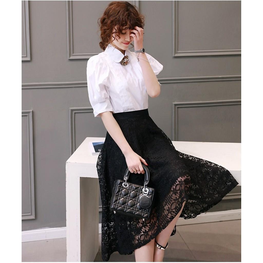 Chân váy ren công sở Vạt Chéo