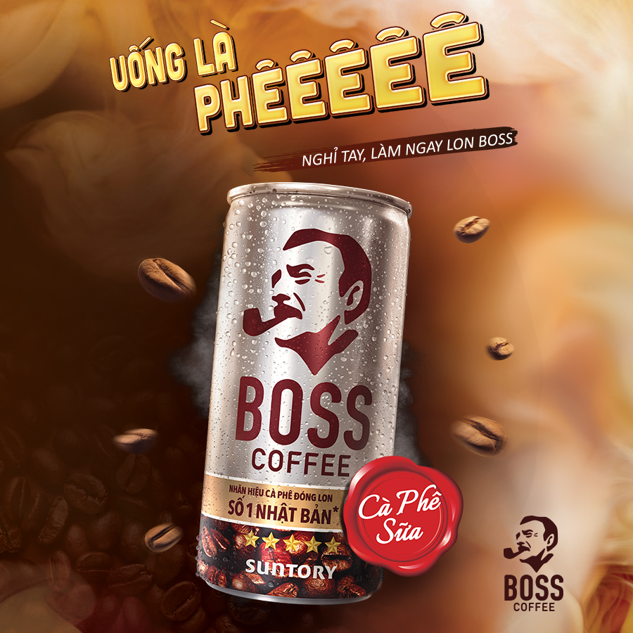 Thùng 24 Lon Cà phê sữa Boss (180ml/lon)