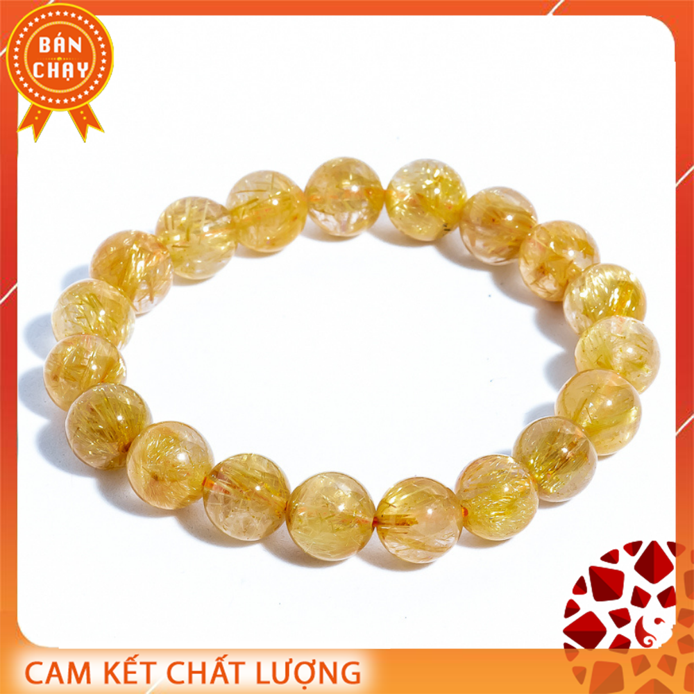 Vòng tay phong thủy nữ Thạch anh tóc vàng tự nhiên ) - Mệnh Kim Thổ - BGRQ | Vietgemstones