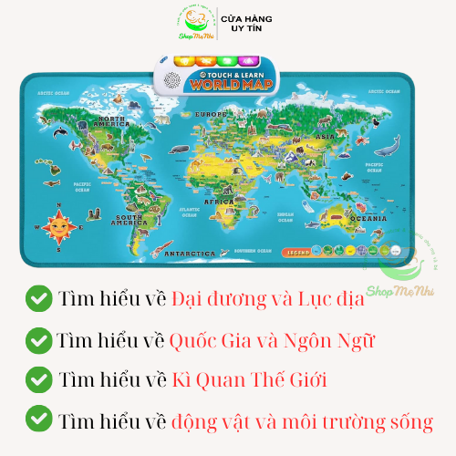 Đồ chơi LeapFrog – Bản đồ thể giới Leap Frog World Map chạm và học.