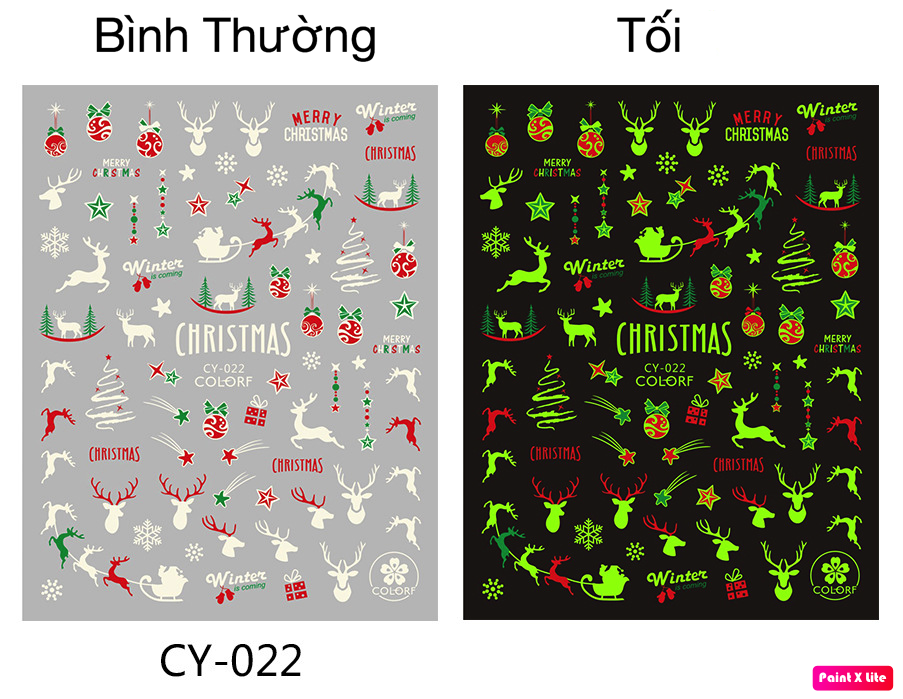 Sticker noel dạ quang trang trí móng cy