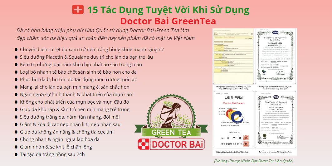 Kem Mờ Nám Trắng Da Doctor Bai Green Tea