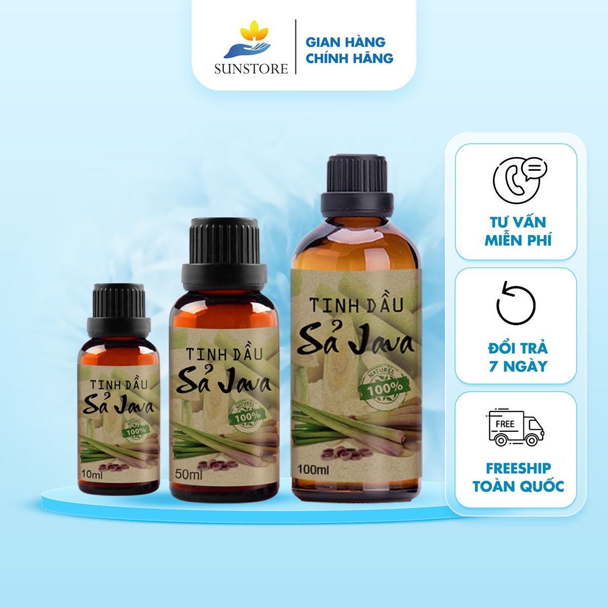 Tinh dầu Sả Java nguyên chất 100ml khử mùi, đuổi muỗi và côn trùng