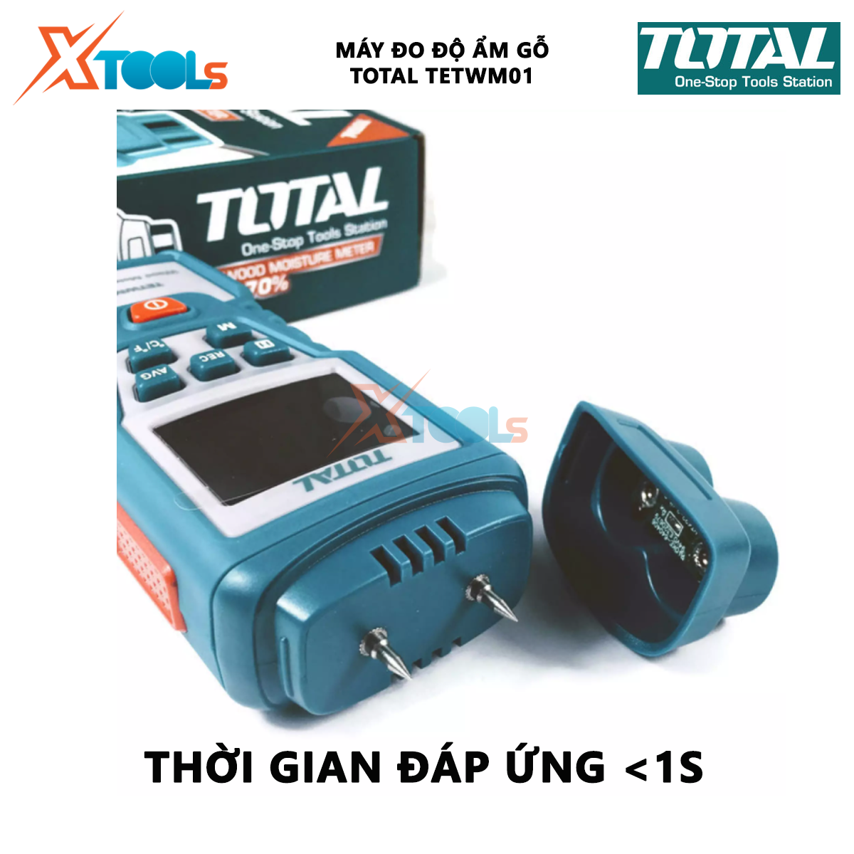 Máy đo độ ẩm gỗ TOTAL TETWM01 | thiết bị kiểm tra độ ẩm Phạm vi đo độ ẩm 2 ~ 70%, Thời gian đáp ứng＜ 1 giây, dùng pin AA đo độ ẩm, hàm lượng nước trong gỗ [CHÍNH HÃNG][XTOOLs]