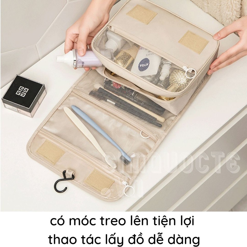 Túi đựng mỹ phẩm đồ du lịch đa năng có móc treo