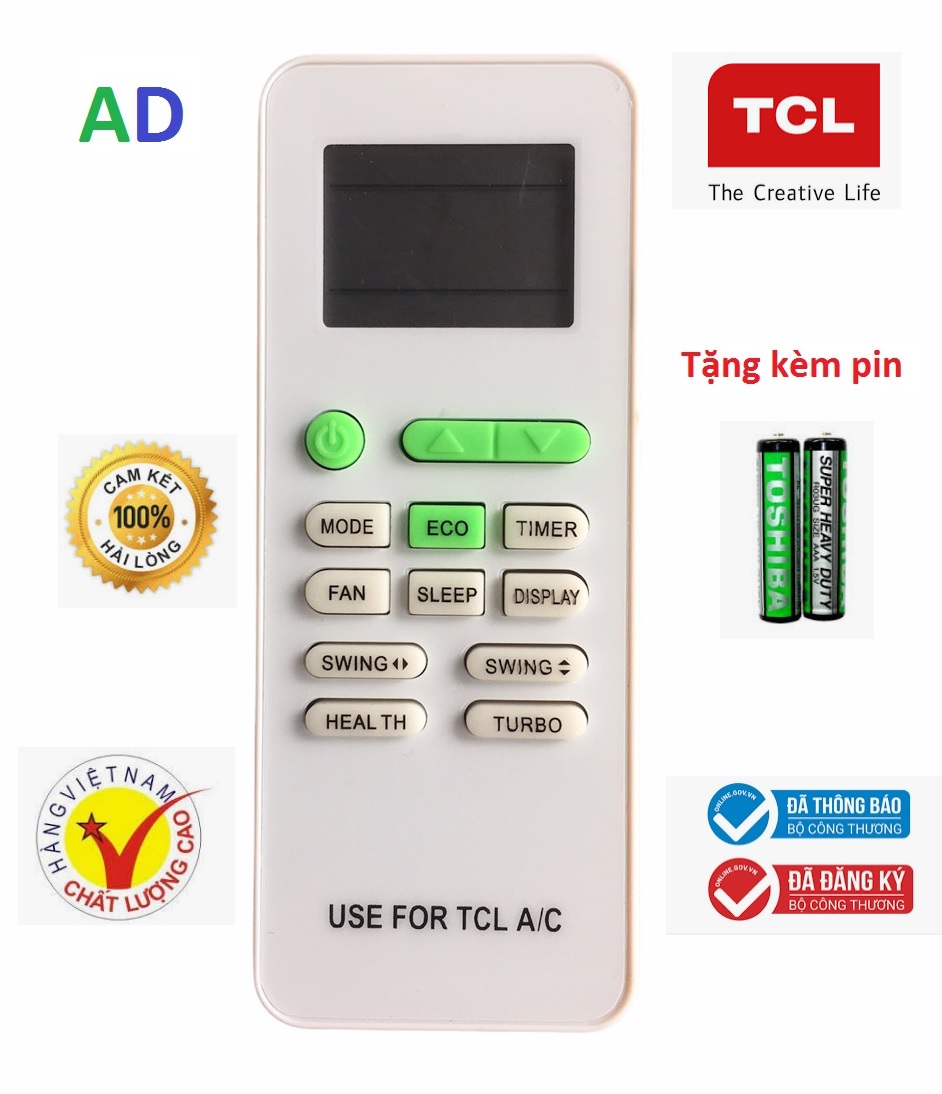 Điều khiển điều hòa TCL GYKQ-52 loại tốt 1 chiều và 2 chiều - Tặng kèm pin - Remote TCL - Remote máy lạnh TCL GYKQ-52 loại tốt thay thế cho mã khiển zin theo máy - bảo hành 3 tháng
