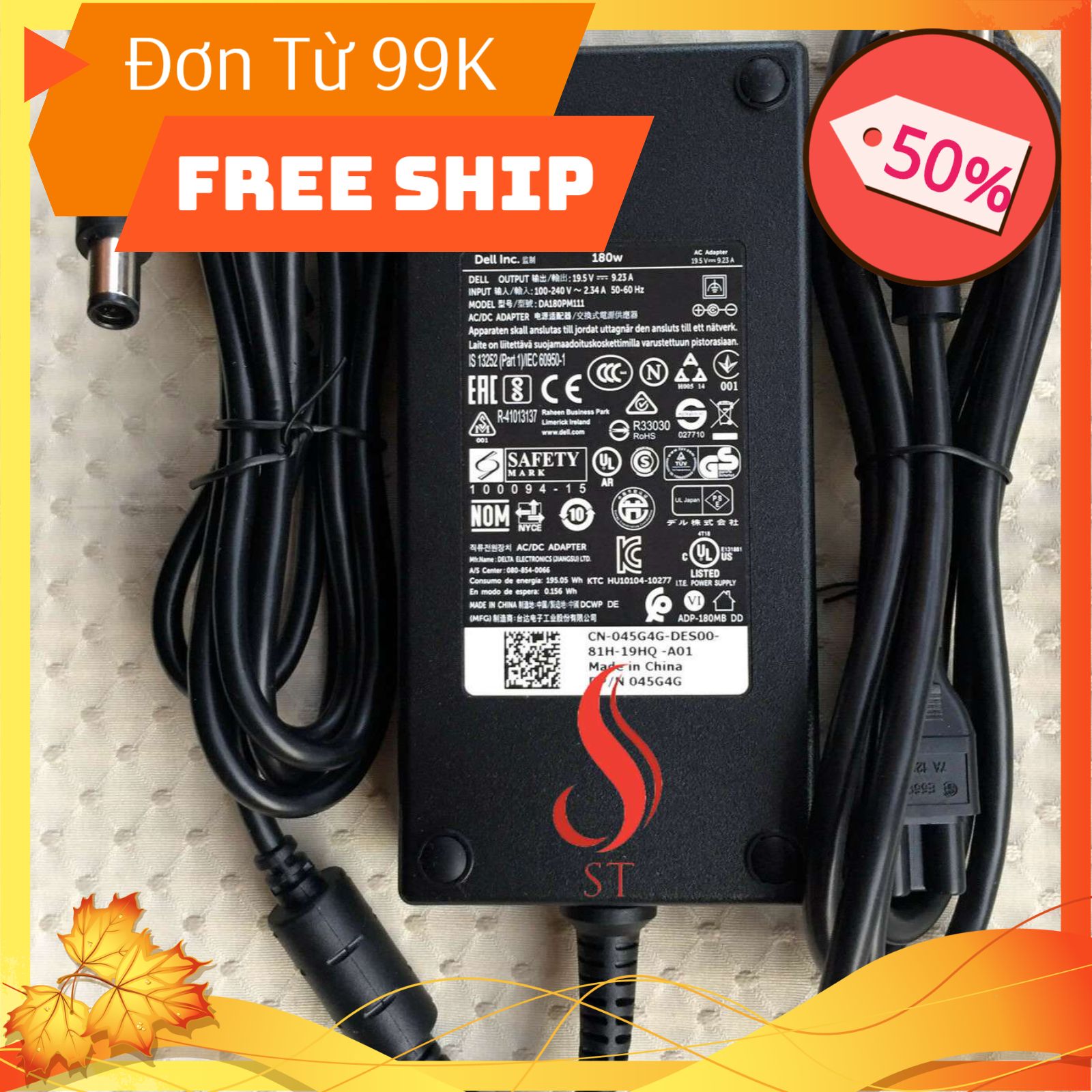 [NEW] Sạc Laptop Dell 19.5V - 9.23A cho Dell Precision M4600 M4700 M4800 ❤️FREESHIP❤️ Hàng Zin Cao Cấp | Adapter Dell 180W ( Hàng Bóc Máy Zin )