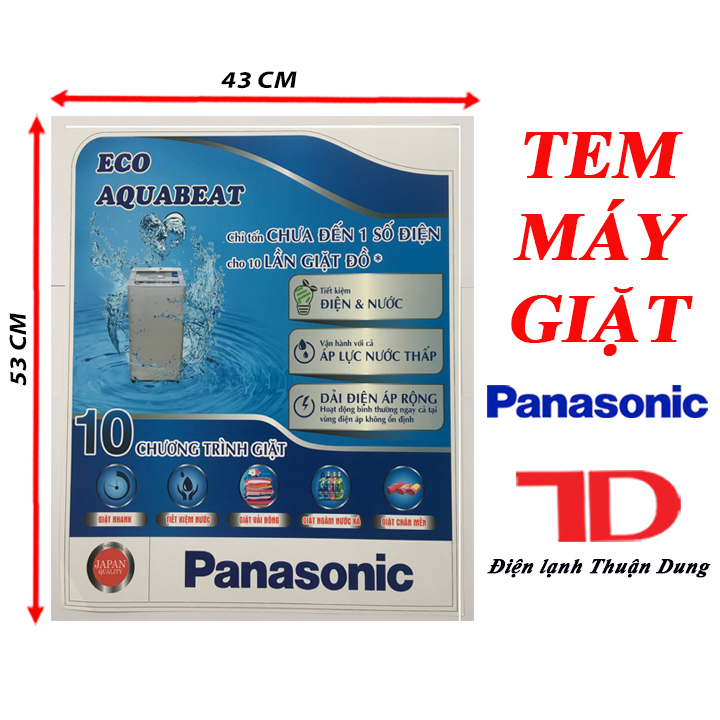 Miếng dán máy giặt PANASONIC, tem dán trang trí máy giặt PANASONIC mẫu 4