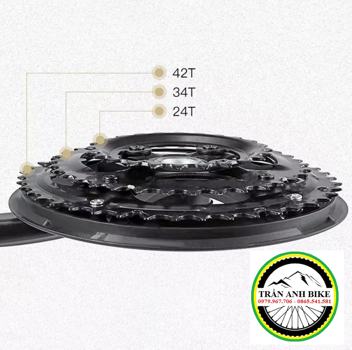 Đùi Dĩa (Giò Dĩa) Xe Đạp 3 Tầng PROWHEEL Crankset AD43 24-34-42T