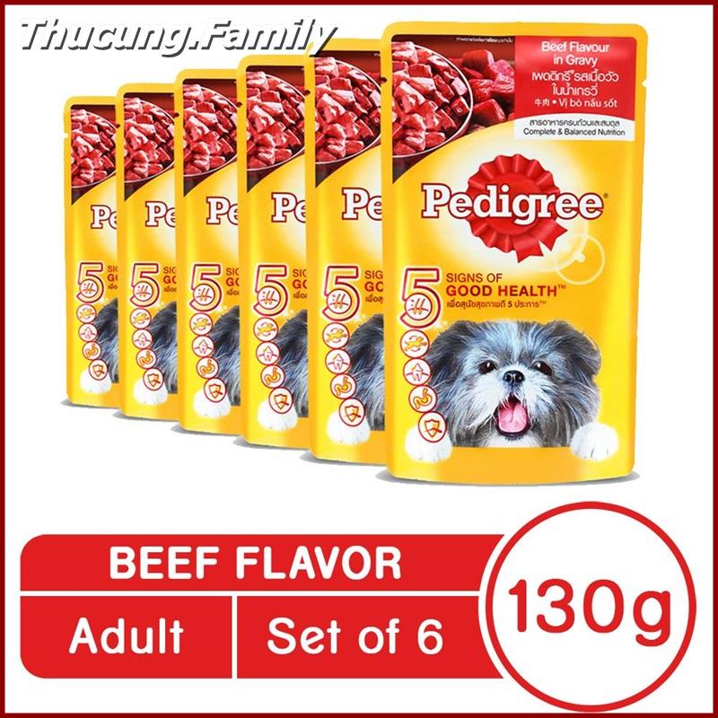 [HCM]Combo 6 gói Sốt Bò- sốt Gà Pedigree Cho Chó giúp mượt lông- ít rụng lông. 130g/ gói.