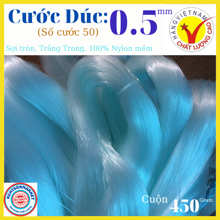 Cước đúc số 50 (0.5mm) đan lưới vá chài câu cá sỏ vòng hạt chiếu loại tốt