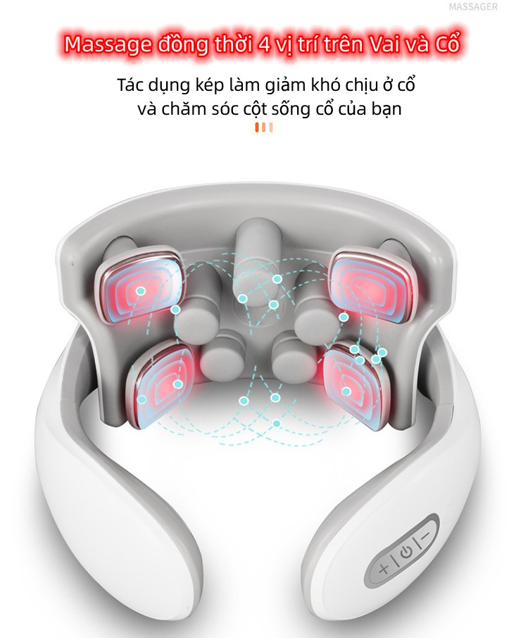 HOÀN TIỀN 15% - Máy massage cổ vai gáy Smart Neck Massage JT-88 có chườm nóng 42 độ C bản Plus 2023