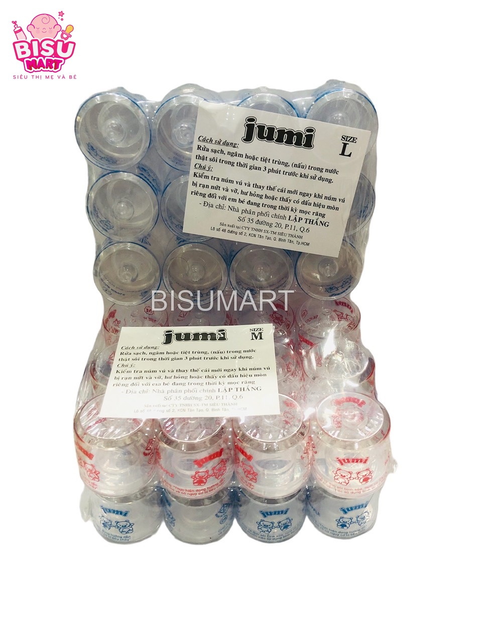 Combo 12 núm vú ly cổ hẹp Jumi size M, L