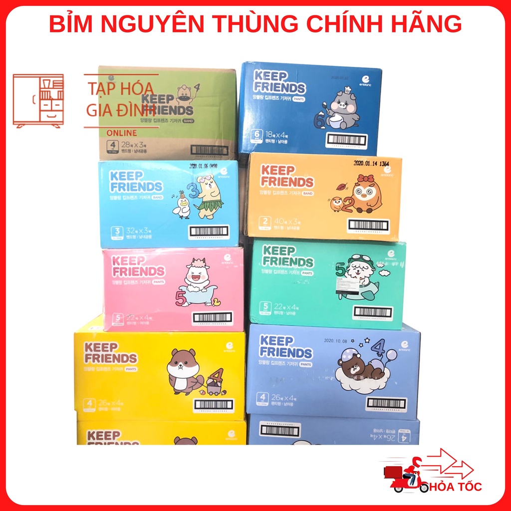 Thùng bỉm KEEP FRIEND Hàn Quốc đủ size dán/quần S40,M32,L28 miếng