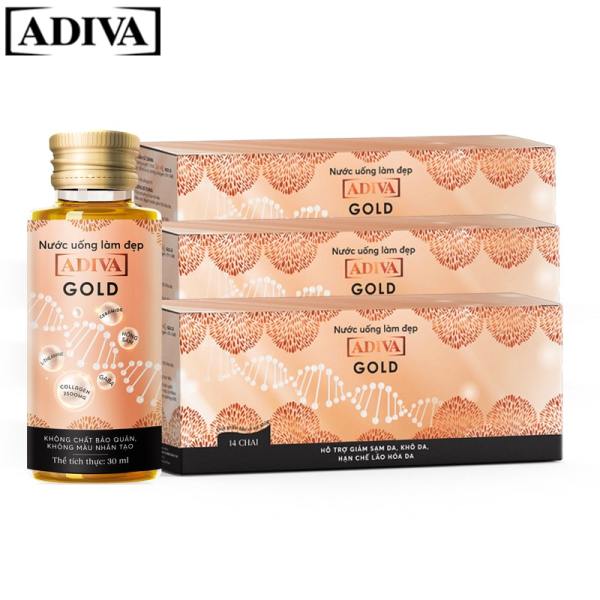 Combo 3 Nước uống làm đẹp Collagen ADIVA Gold dạng nước 14 lọ x 30ml