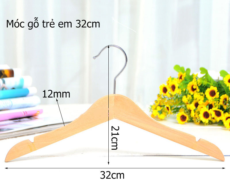 Móc Gỗ Cao Cấp KTN 32cm trẻ em ( Bộ 10 móc )