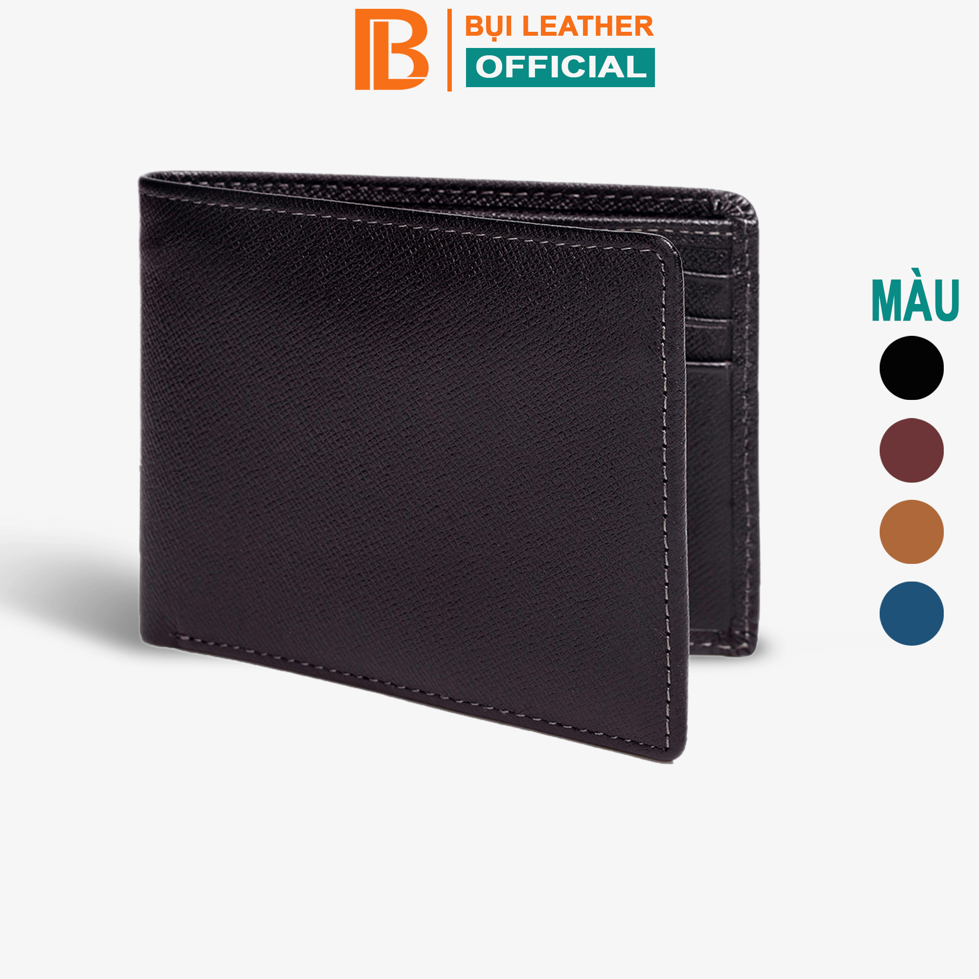 Ví nam da saffiano V126 cao cấp, bóp nam da bò thật nhiều ngăn chứa tiền chứa thẻ, dáng ngang có khóa kéo,2 màu đen và xanh navy,Fullbox hộp sang trọng làm quà tặng,thương hiệu Bụi leather chuyên đồ da thật,b