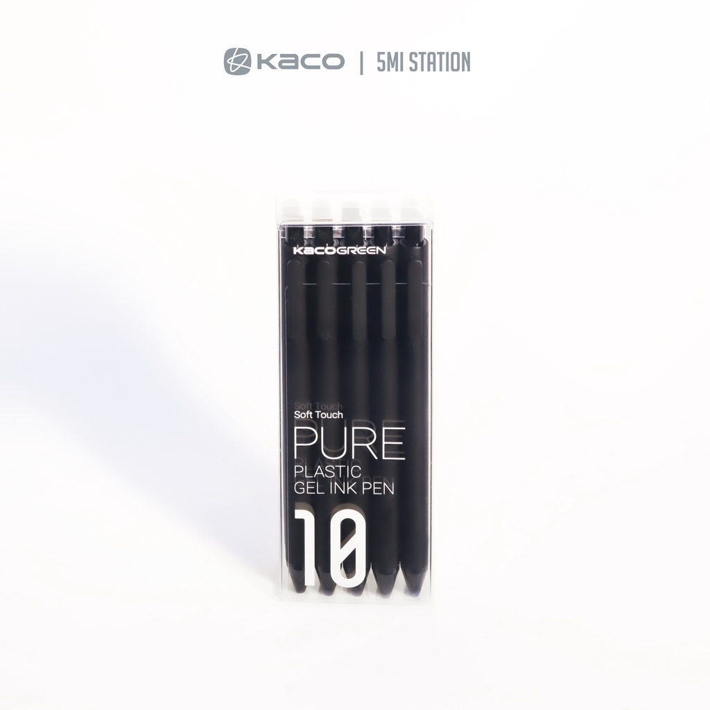 Hộp 10 bút gel kaco màu đen ngòi 0.5mm - hàng chính hãng