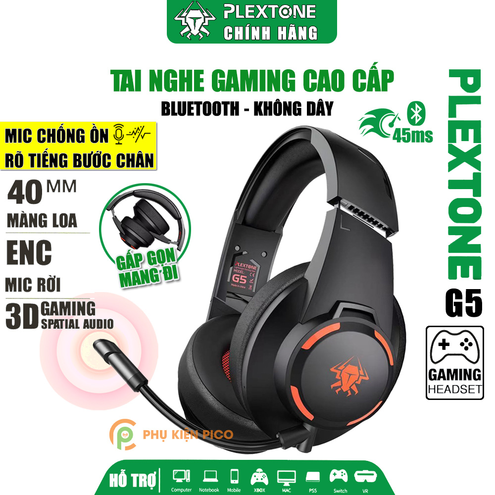 Tai nghe chụp tai bluetooth PLEXTONE G7 G5 chống ồn - Headphone có mic gaming G5 độ trễ thấp 45ms - Headphone Plextone G7 không dây cao cấp