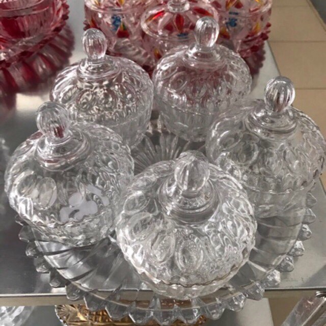Khay đựng thố mứt thuỷ tinh