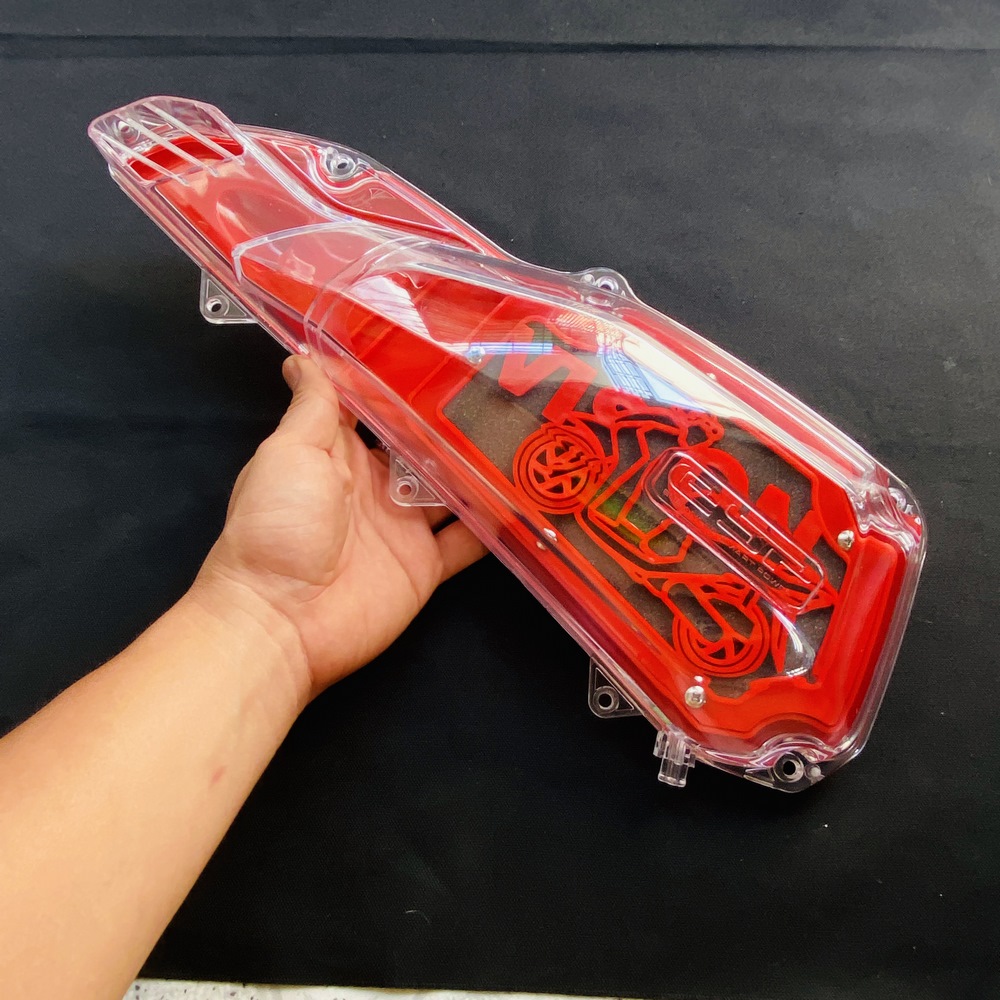 [XUYÊN THẤU] ỐP PÔ E TRONG SUỐT KẾT HỢP LOC GIÓ ĐỘ MÀU ĐỎ TRANG TRÍ XE VISION 2015 ĐẾN VISION 2019 KHÔNG ĐỤNG HÀNG (MÀU TRẮNG TRONG SUỐT)