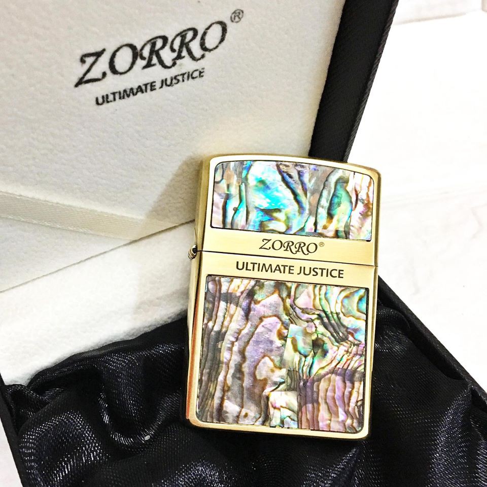 Hộp Quẹt Bật Lửa Xăng Đá Độc Zorro Khảm Xà Cừ ( Không Xăng )