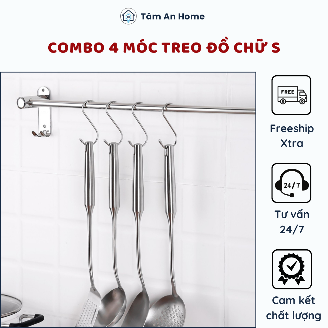 BỘ 4 MÓC TREO MÓC PHƠI ĐỒ CHỮ S