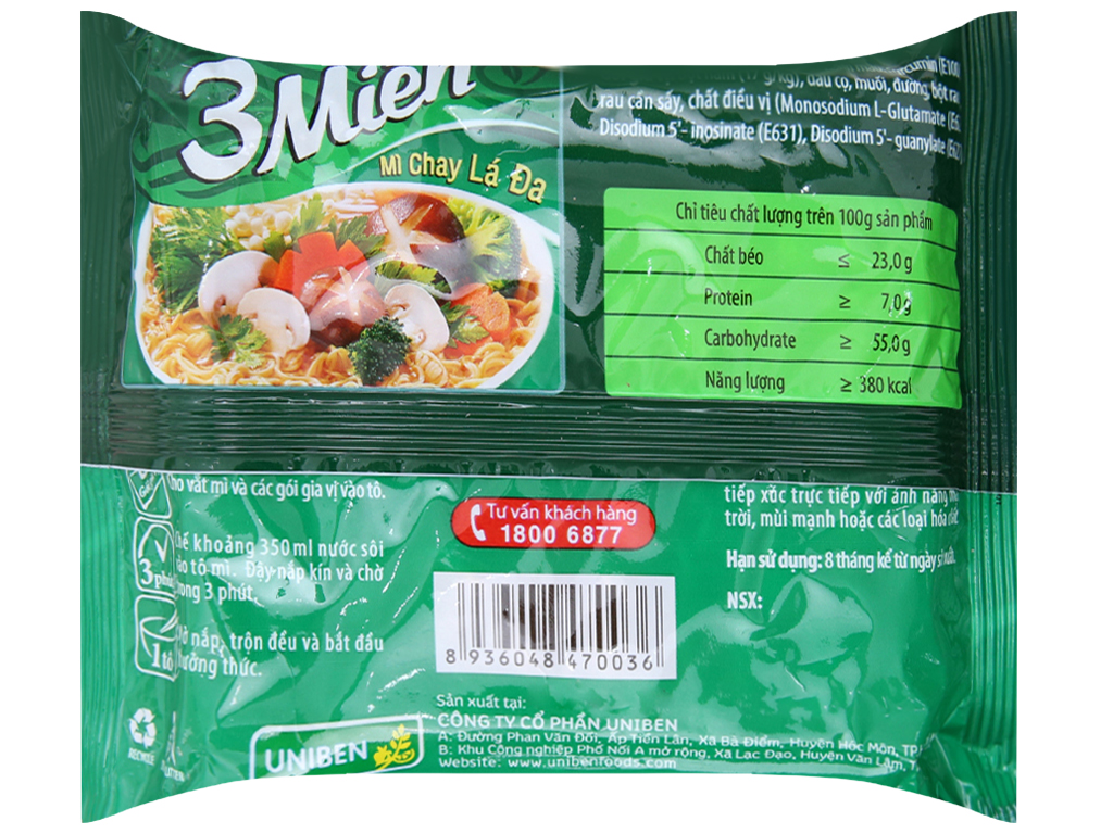 Thùng mì 3 Miền chay lá đa