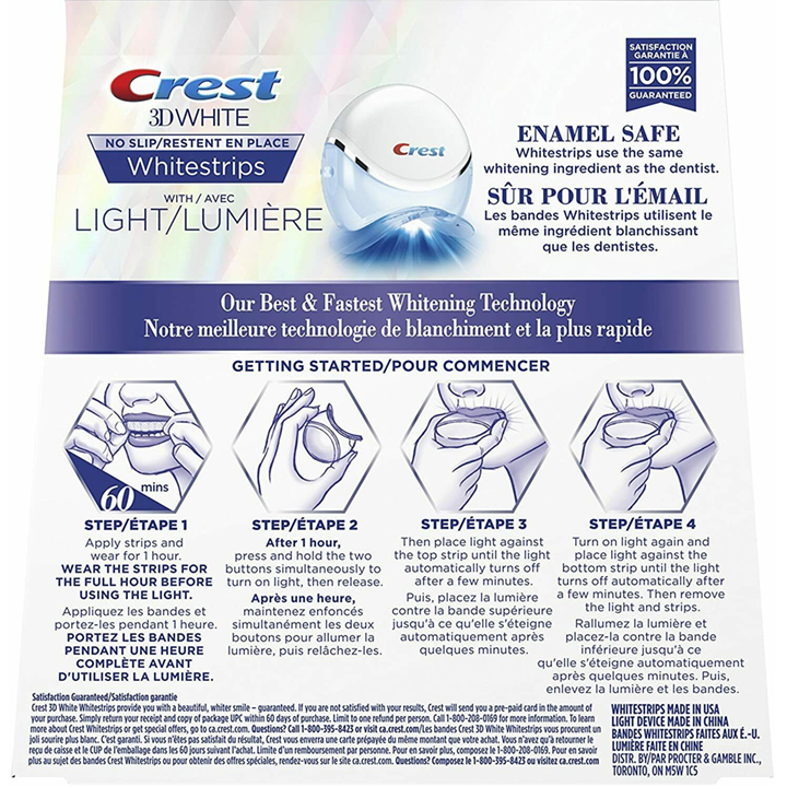 Combo 20 miếng dán trắng răng và đèn chiếu Crest 3d White