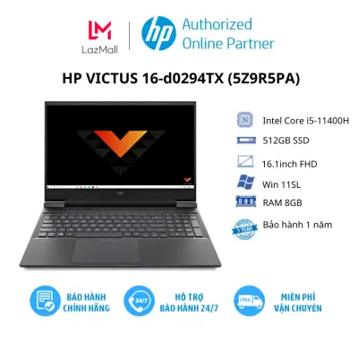 Laptop HP VICTUS 16-d0294TX (5Z9R5PA)/ Đen/ Intel Core i5-11400H / RAM 8GB/ 512GB SSD/ NVIDIA GeForce RTX 3050Ti 4GB/ 16.1inch FHD/ Win 11SL/ 1Yr