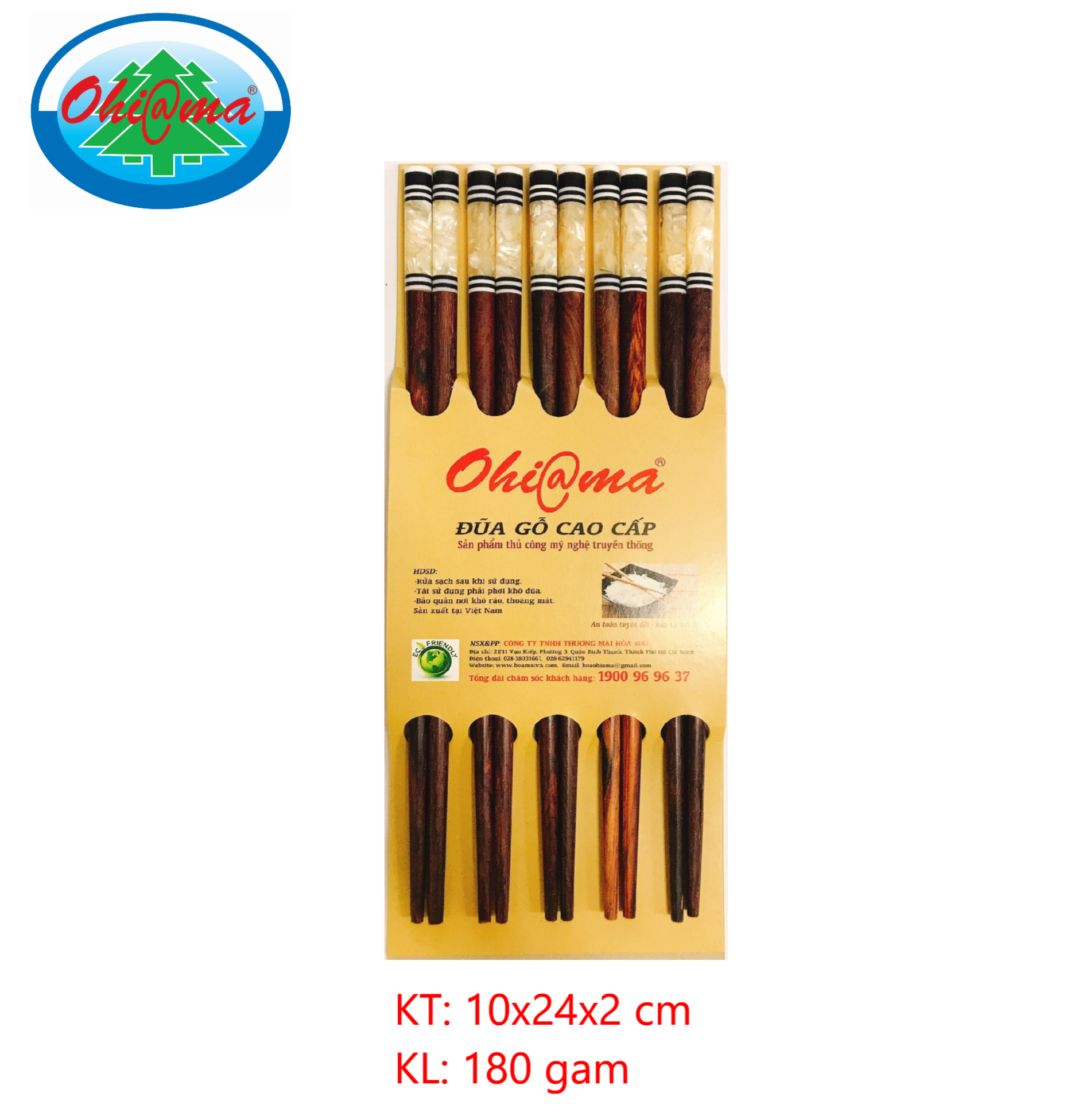 Bộ 5 đôi đũa gỗ cẩm lai cẩn ốc chỉ