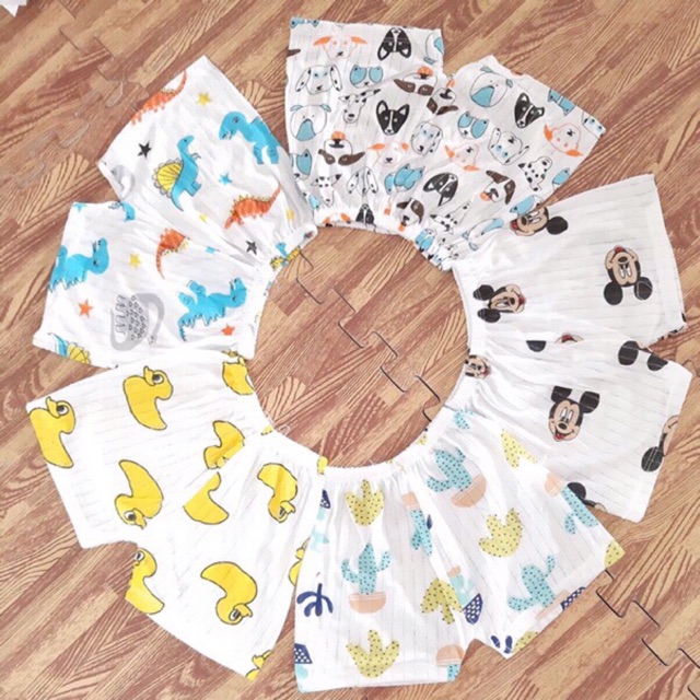 Quần chục đùi cotton giấy cho bé