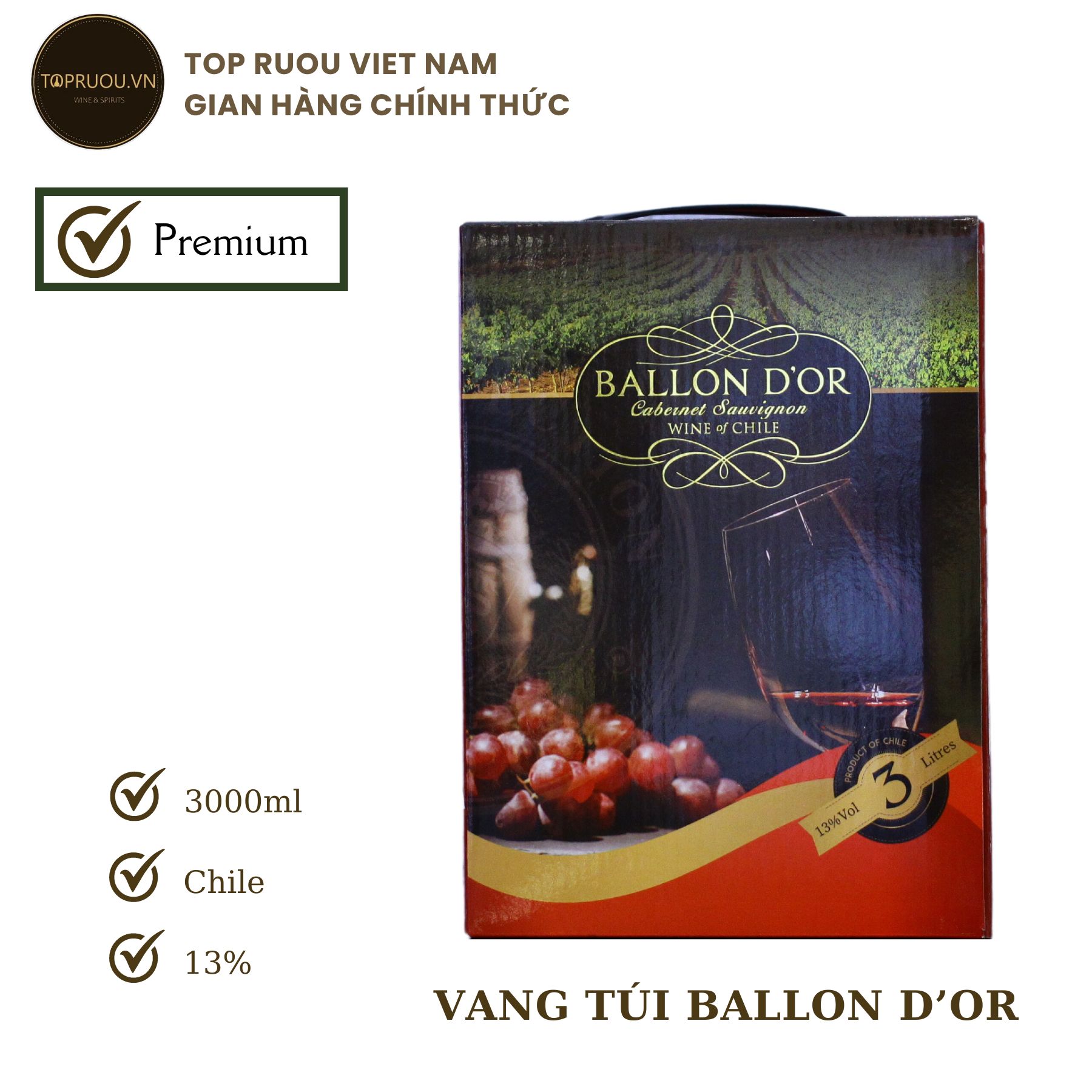 [TopRuouVietNam] Rượu Vang Túi Ballon D'or 3000ml [Hàng Thật]