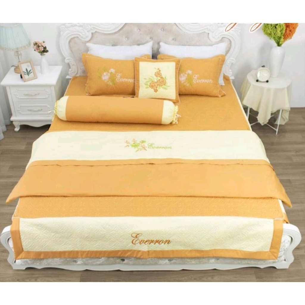 BỘ CHĂN GA TRẦN BÔNG SATIN 7 MÓN