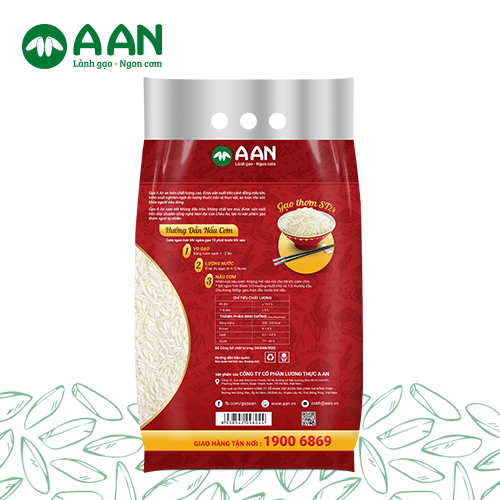 [HCM ship 2h] [HÀNG CHÍNH HÃNG] Gạo Thơm ST24 Gạo A An Túi 5 Kg