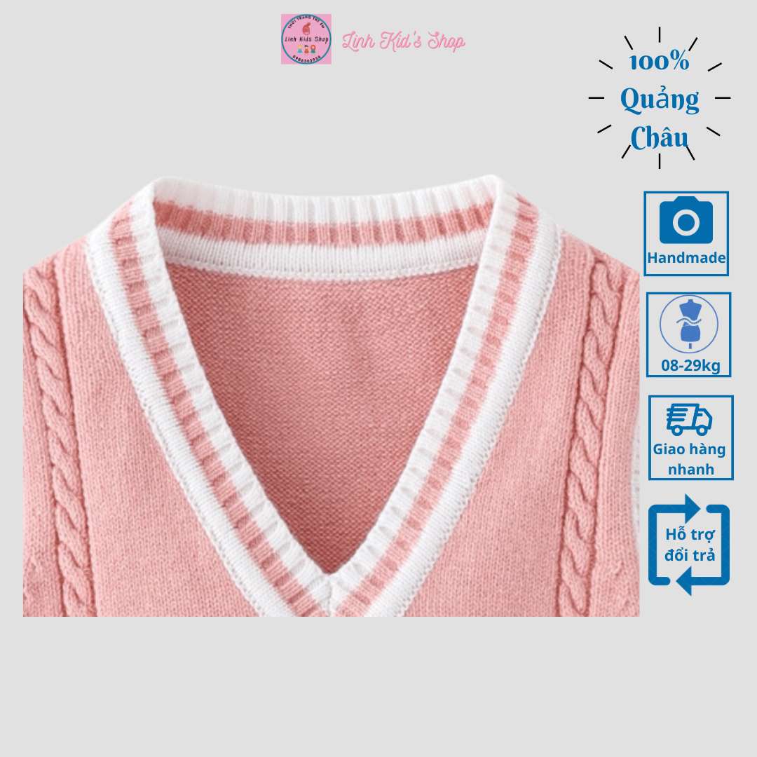 Áo gile len cho bé gái từ 8-29kg