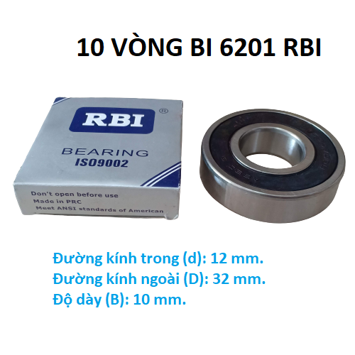 10 vòng bi 6201RBI chất lượng cao