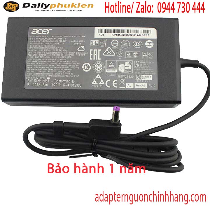 Sạc laptop Acer 19v 7.1a 135w