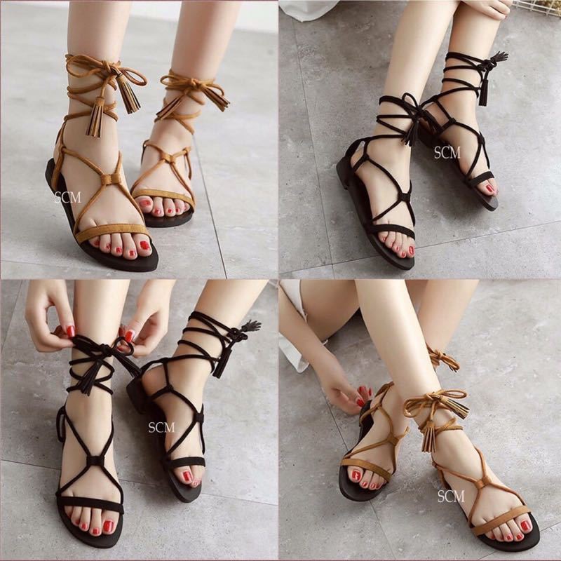 [Freeship đơn từ 0đ] Sandal thắt dây tua rua