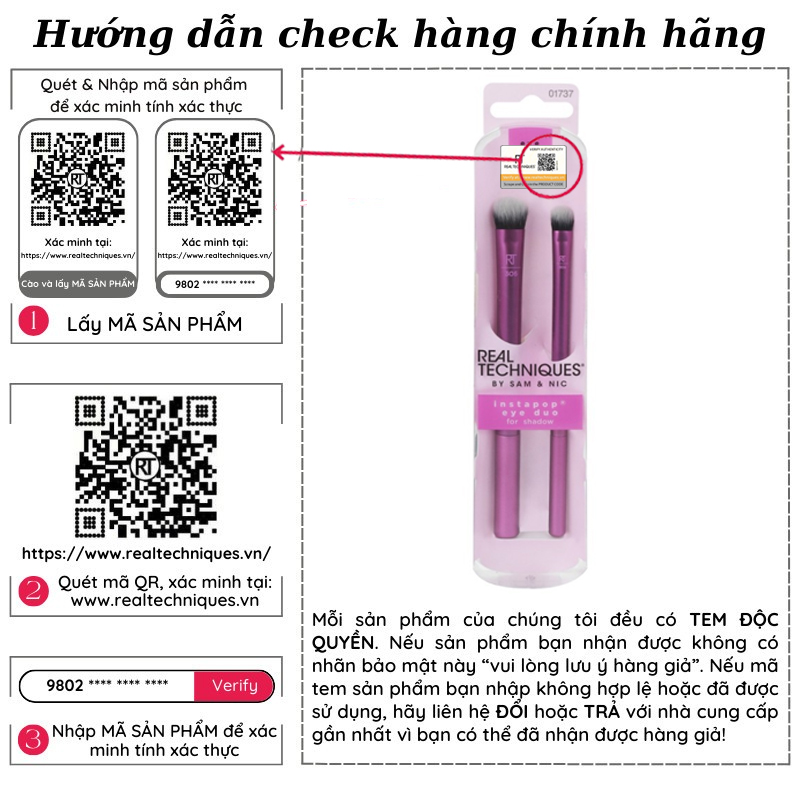 Bộ 2 cây cọ mắt RT Real Techniques Instapop Eye Duo For Shadow
