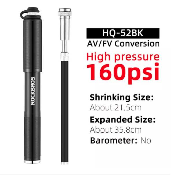 Rockbros Bơm mini Xe đạp Có đồng hồ đo áp suất