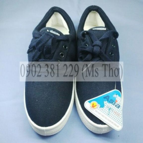 Giày Vải Asia màu xanh đen Có Dây Buộc