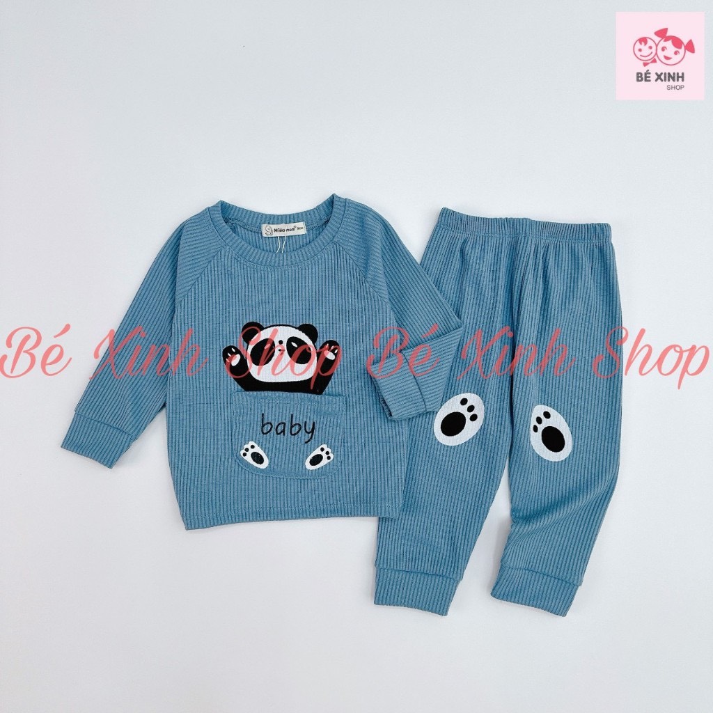 [MẪU MỚI] Đồ Bộ Dài Tay Bé Trai Bé Gái Len Tăm BX51 Bộ Đồ Ngủ Thu Đông Cho Bé Trai Gái TAI GẤU Cute Thun Gân Tăm Đẹp - Bé Xinh Shop