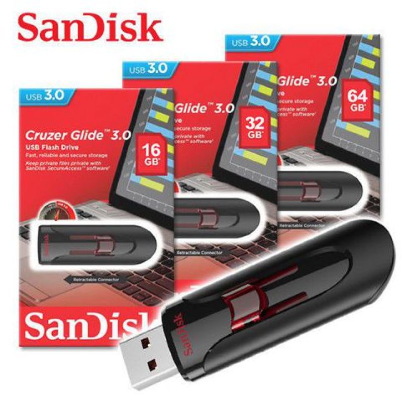 Bảng giá USB 3.0 SanDisk CZ600 16GB, 32GB, 64GB Cruzer Glide tốc độ cao upto 100MB/s Có led Phong Vũ