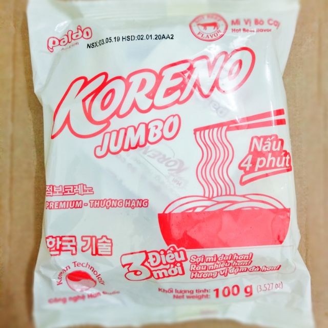 1 GÓI MỲ KORENO 100GR Giá tốt(Vị kim chi)