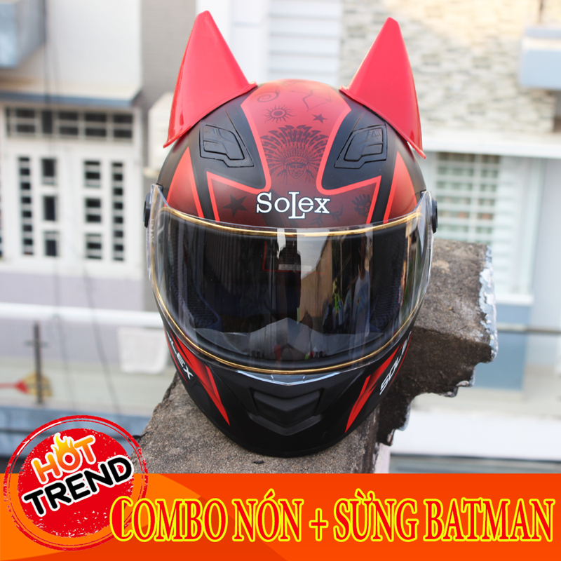 Nón bảo hiểm Fullface lên đuôi gió và sừng Batman