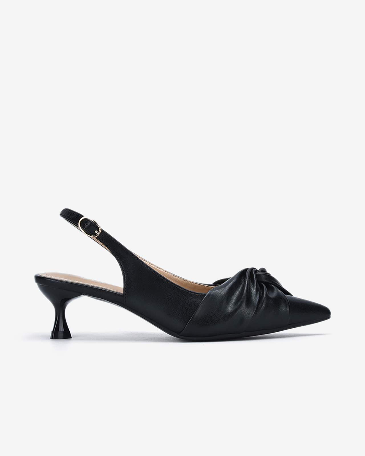 Giày cao gót slingback Zucia họa tiết nơ xếp li thời trang phối gót 5cm - GTH39