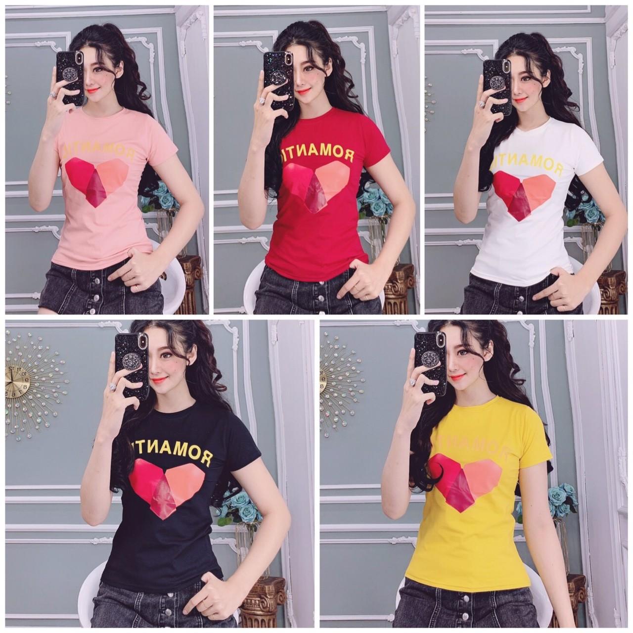 Áo thun nữ thái xịn form ôm in hình tim